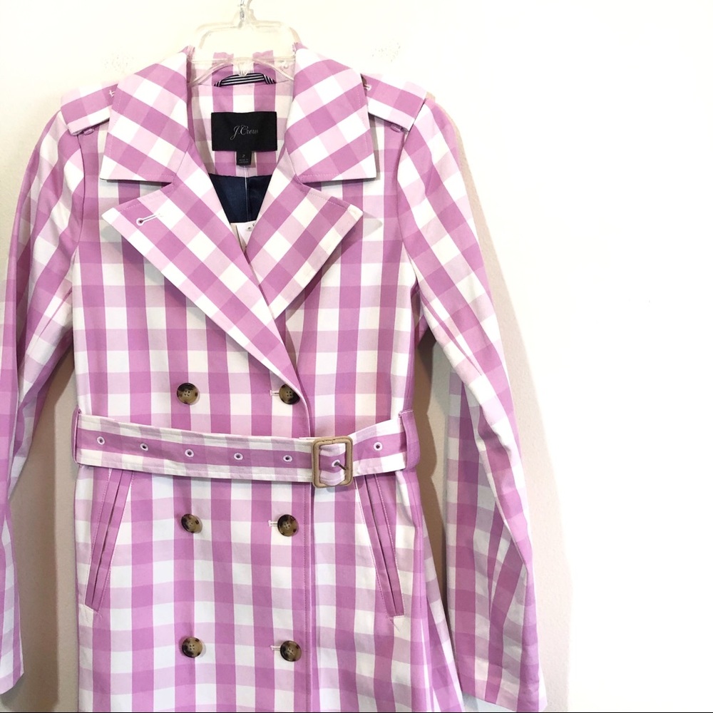 J Crew icon trench coat oversized gingham SPR 2019 - Picture 2 of 8
